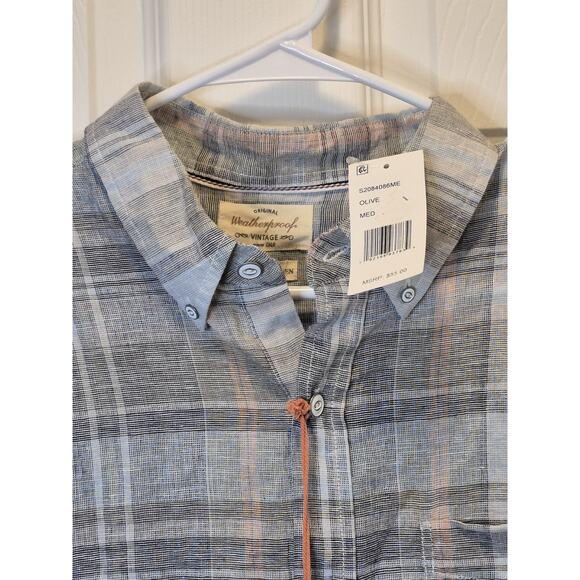 Weatherproof Vintage Washable Linen Plaid Shirt Button Down Men's Medium NWT - Picture 4 of 9